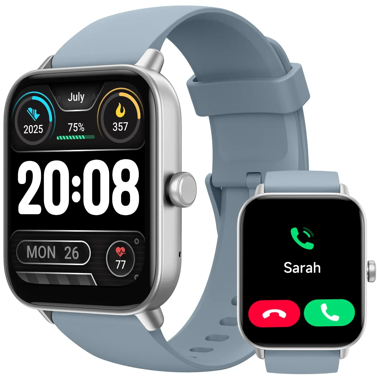 TOOBUR Smart Watch 1.8" Voice Assistant Compatible Android iOS Answer&Make Call Heart Rate Monitor Sleep Tracker Smart Watch