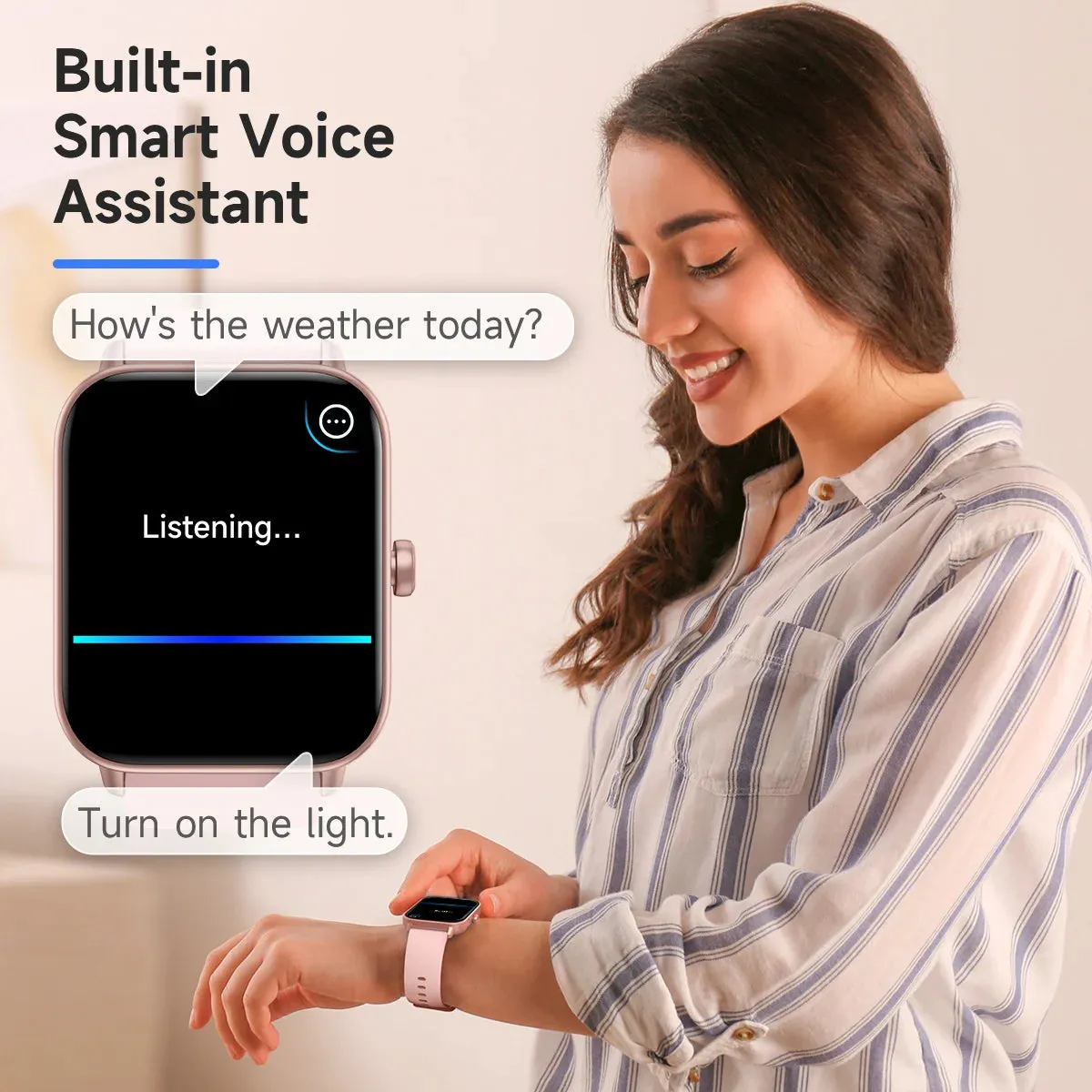 TOOBUR Smart Watch 1.8" Voice Assistant Compatible Android iOS Answer&Make Call Heart Rate Monitor Sleep Tracker Smart Watch