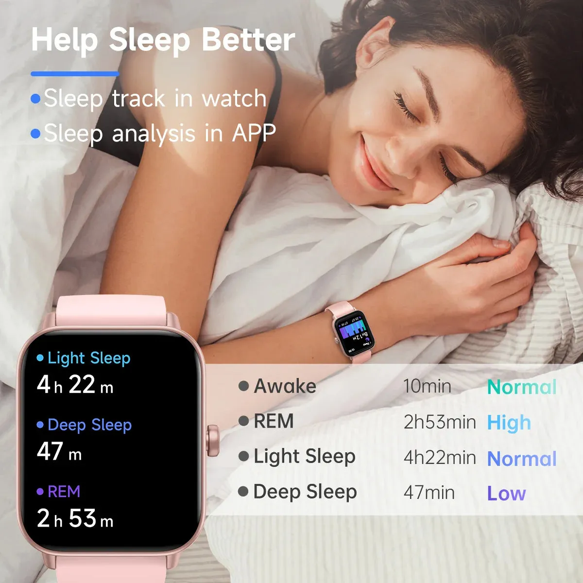 TOOBUR Smart Watch 1.8" Voice Assistant Compatible Android iOS Answer&Make Call Heart Rate Monitor Sleep Tracker Smart Watch