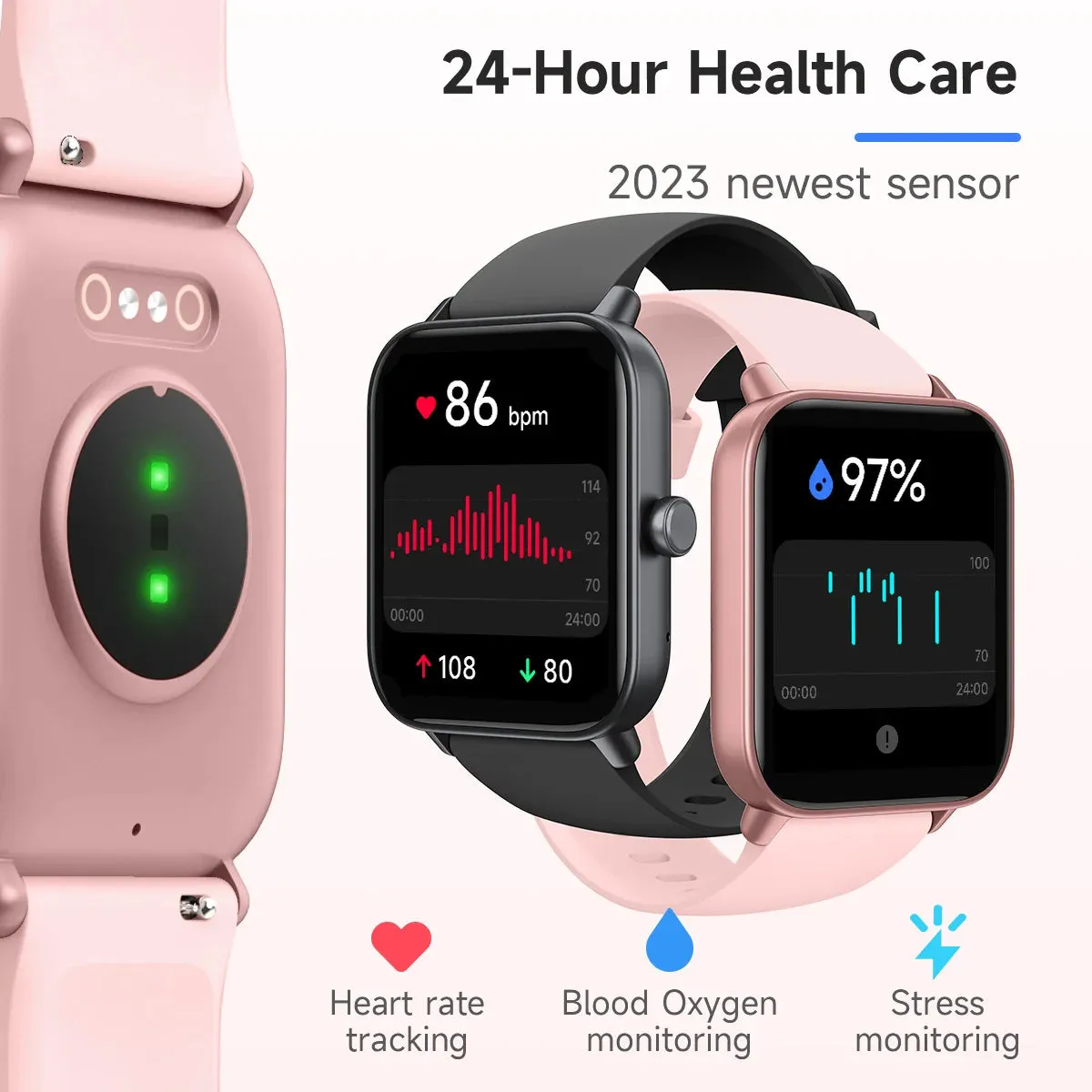 TOOBUR Smart Watch 1.8" Voice Assistant Compatible Android iOS Answer&Make Call Heart Rate Monitor Sleep Tracker Smart Watch