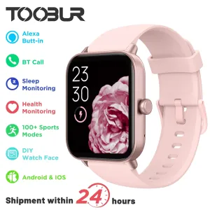 TOOBUR Smart Watch 1.8" Voice Assistant Compatible Android iOS Answer&Make Call Heart Rate Monitor Sleep Tracker Smart Watch