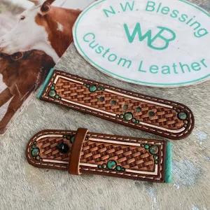 Tooled Leather  Watch Band
