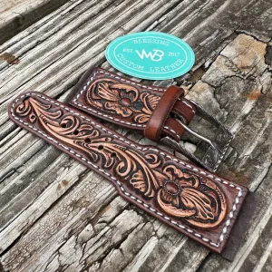 Tooled Leather Watch Band