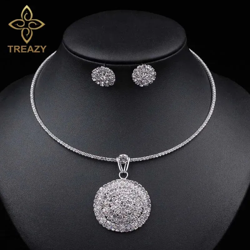 TREAZY! 💍 Elegant Crystal Wedding Jewelry Set with African Beads and Rhinestones