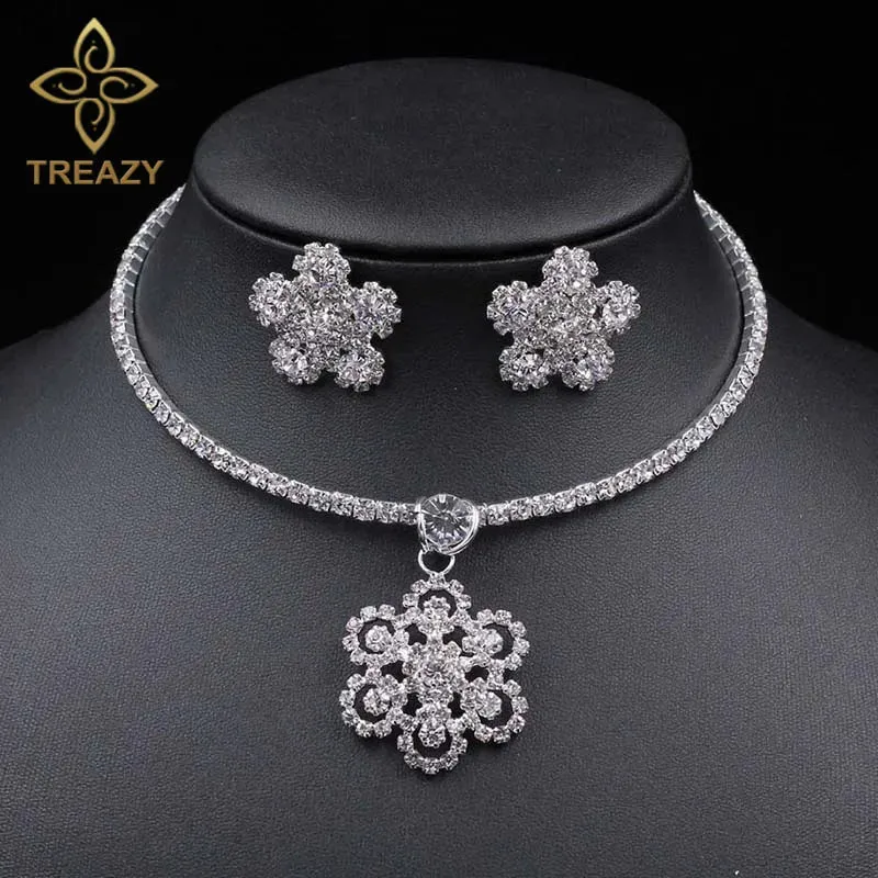 TREAZY! 💍 Elegant Crystal Wedding Jewelry Set with African Beads and Rhinestones