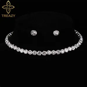 TREAZY! 💍 Elegant Crystal Wedding Jewelry Set with African Beads and Rhinestones