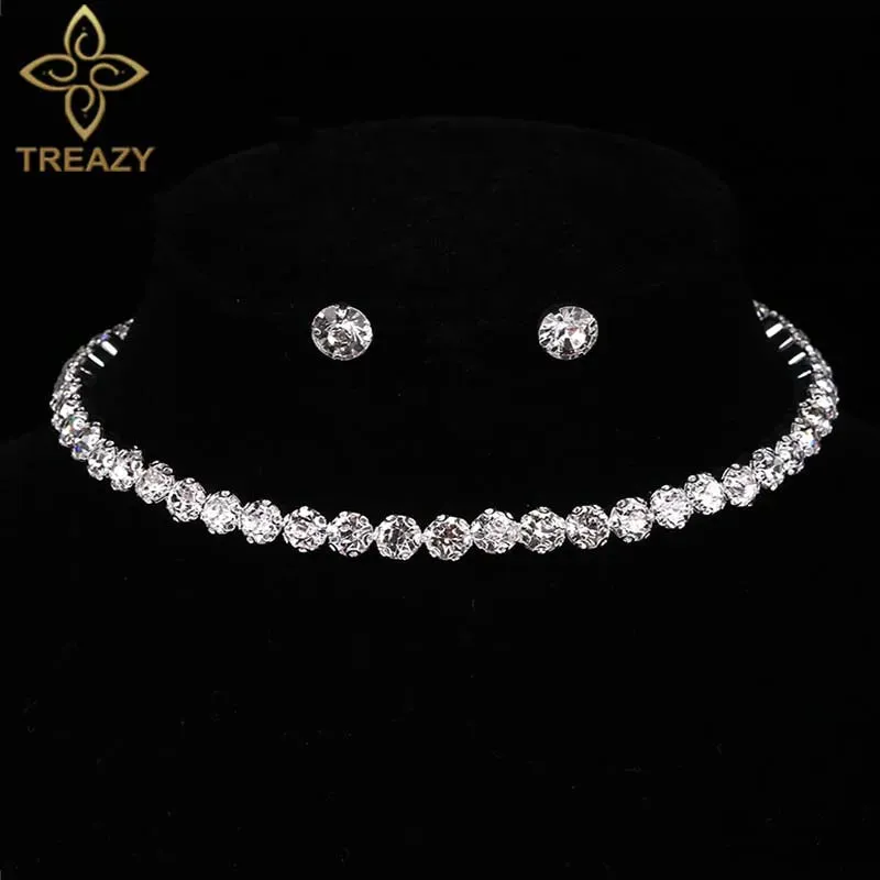 TREAZY! 💍 Elegant Crystal Wedding Jewelry Set with African Beads and Rhinestones