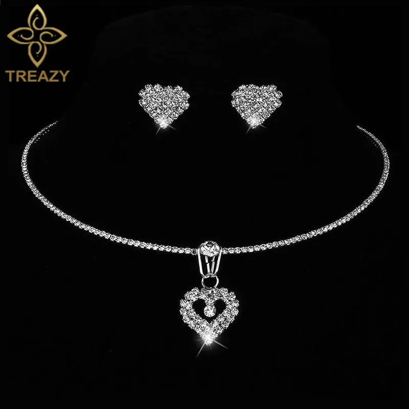 TREAZY! 💍 Elegant Crystal Wedding Jewelry Set with African Beads and Rhinestones