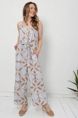 Tribal Button Front Jumpsuit