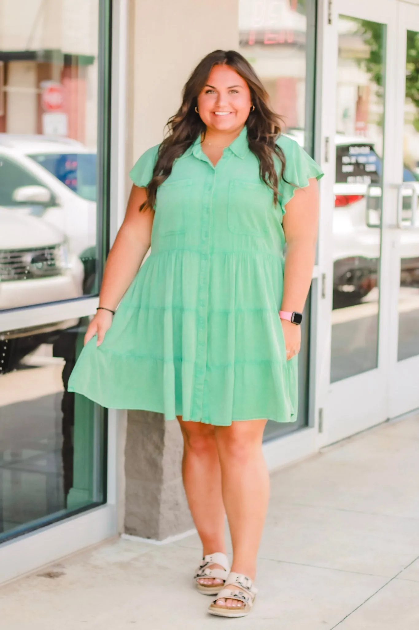 Under the Willow Tree Green Washed Dress