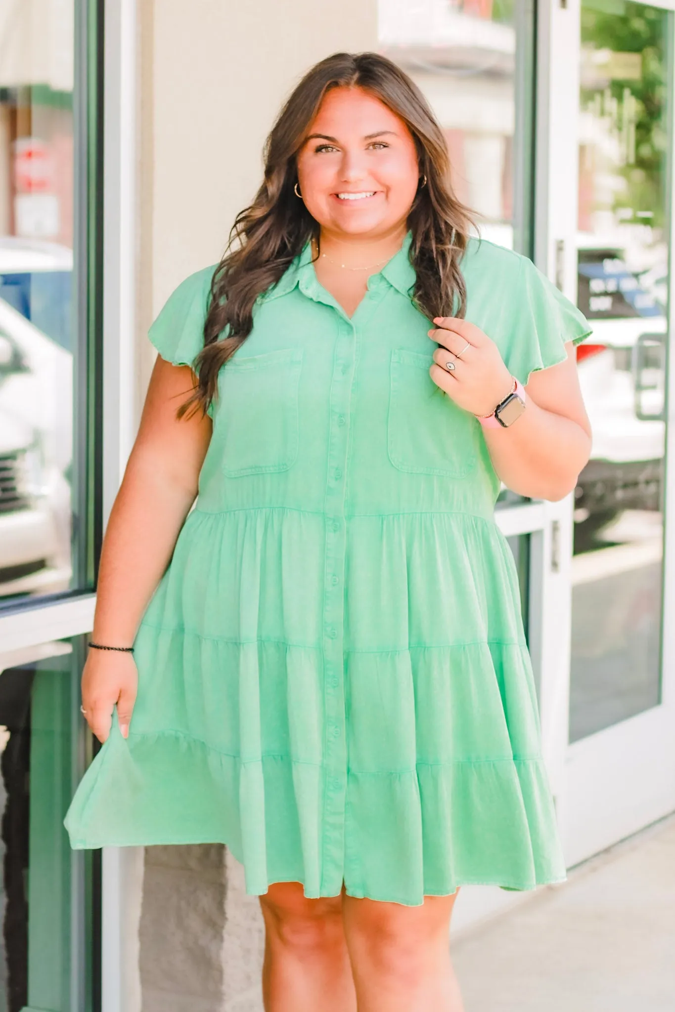 Under the Willow Tree Green Washed Dress