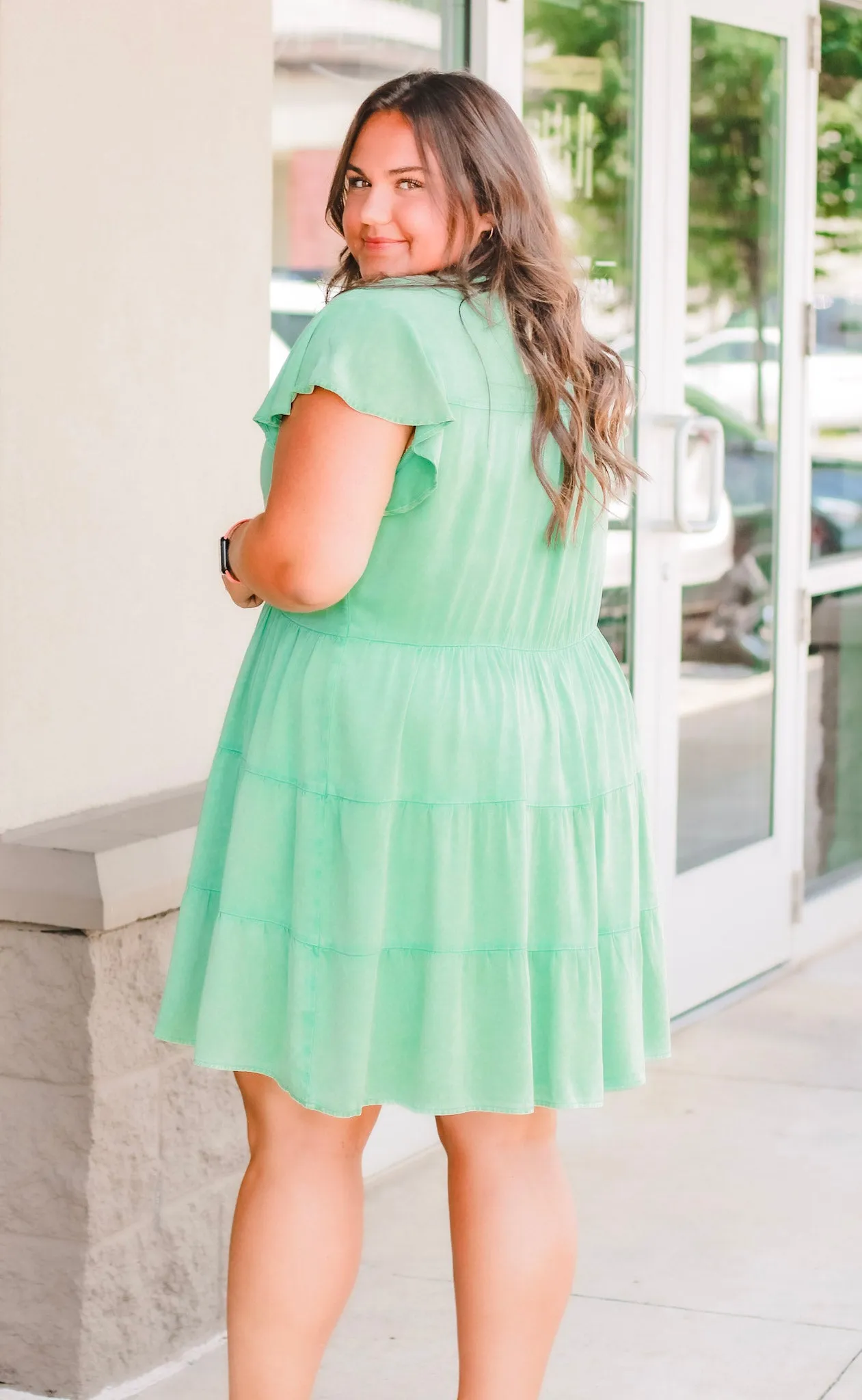 Under the Willow Tree Green Washed Dress