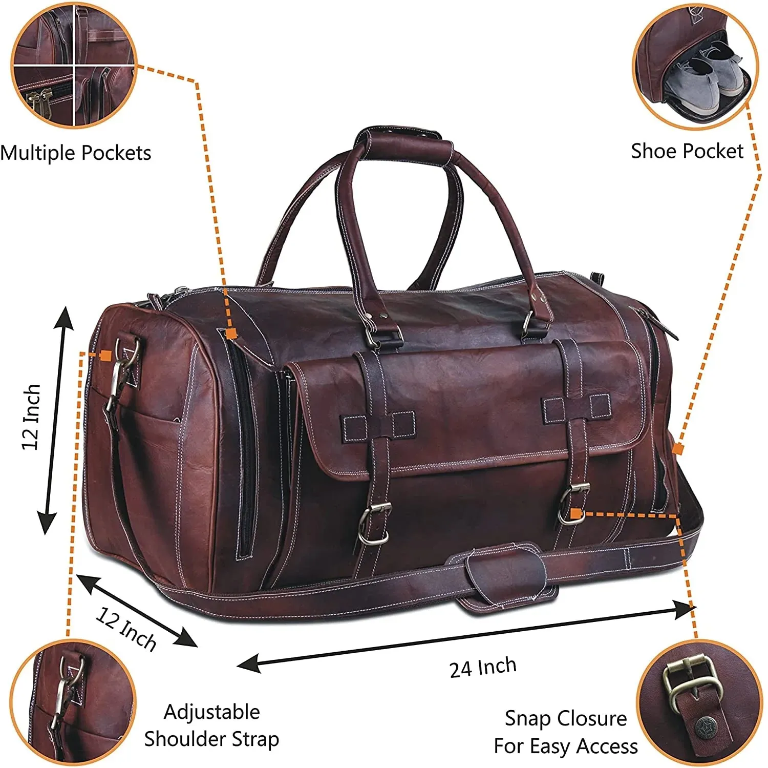 Urban Dark Leather Duffle Bag