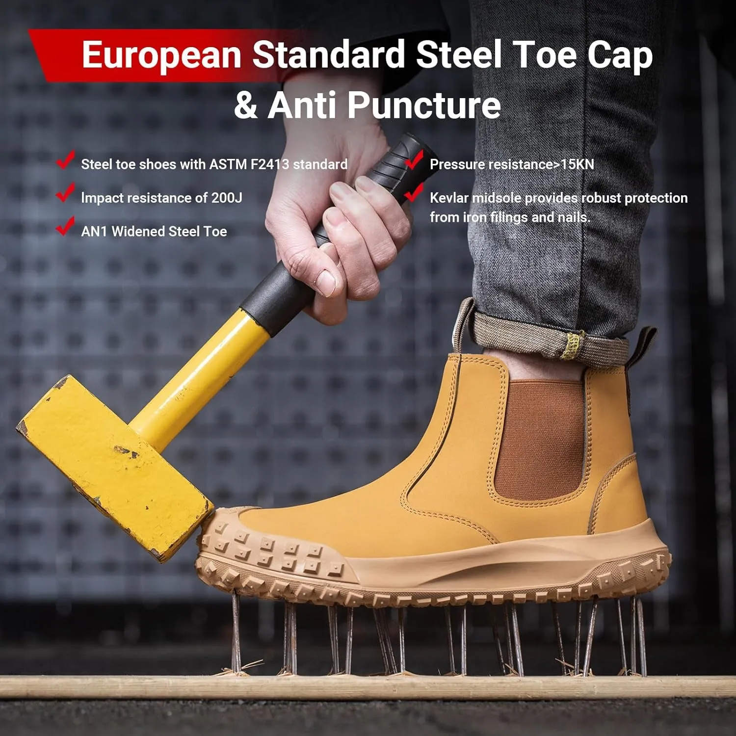 USOR Safety Boots Leather Steel Toe Cap Work Shoe for Men Women Water Resistant Lightweight Work Sneakers Comfortable Puncture Resistant Safety Shoes for Industrial Construction
