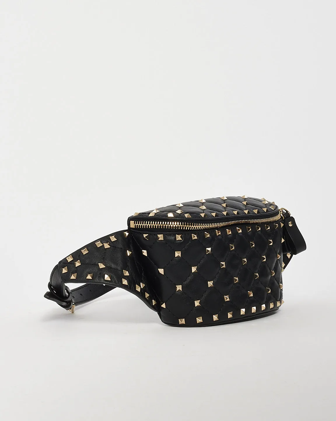 Valentino Black Leather Rockstud Spike Belt bag