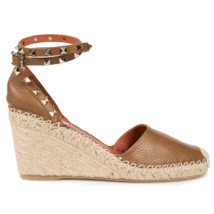 Valentino Light Brown Rockstud Espadrille Wedge-36