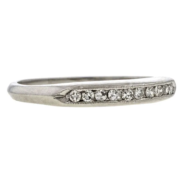 Vintage Diamond Wedding Band Ring, Platinum