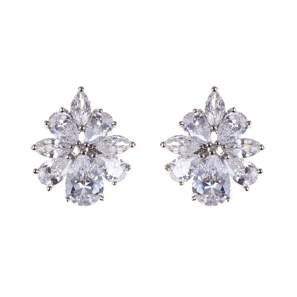 Vintage Exquisite Floral AAA  Cubic Zirconia Bridal Jewelry Set, Highly Sparkling