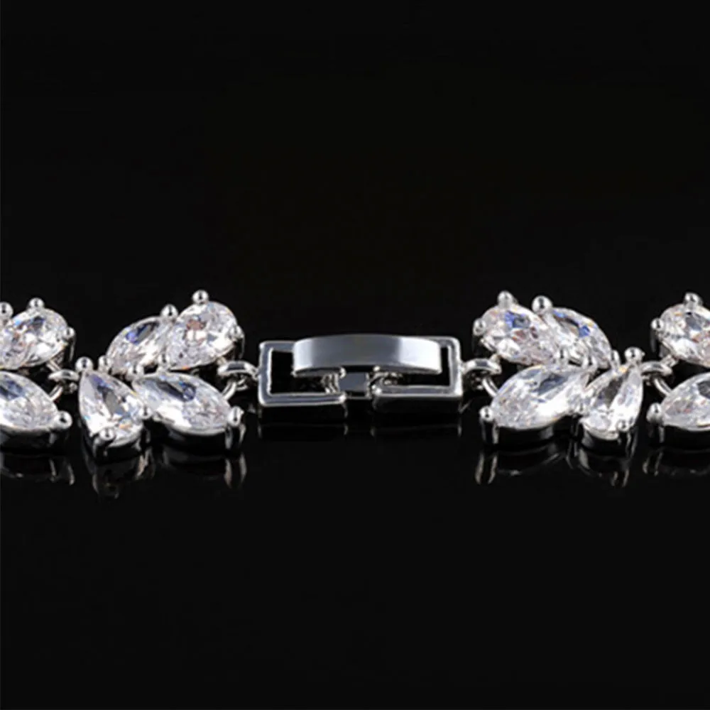 Vintage Exquisite Floral AAA  Cubic Zirconia Bridal Jewelry Set, Highly Sparkling