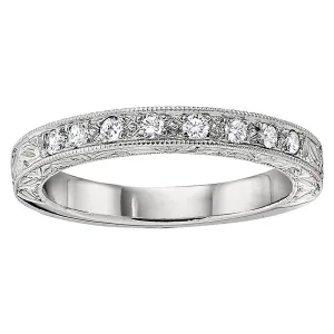 Vintage Hand Engraved Diamond Wedding Band