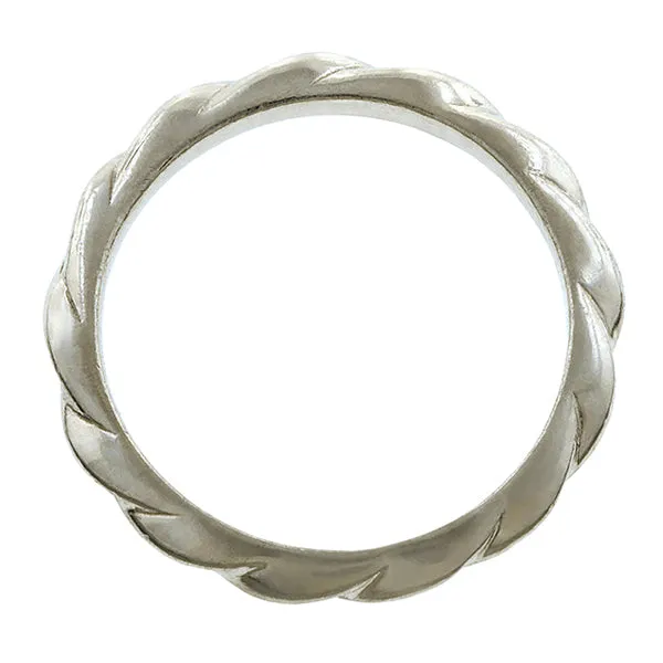 Vintage Patterned Wedding Band, Platinum, Size 6.25