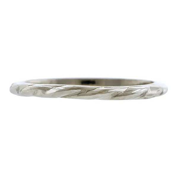 Vintage Patterned Wedding Band, Platinum, Size 6.25