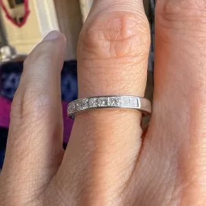 Vintage Princess Diamond Wedding Band Ring, Size 5 3/4