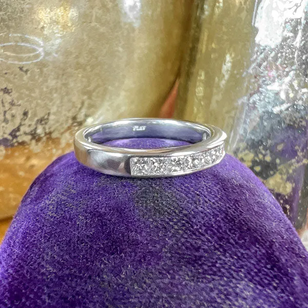 Vintage Princess Diamond Wedding Band Ring, Size 5 3/4