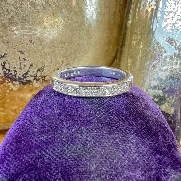 Vintage Princess Diamond Wedding Band Ring, Size 5 3/4