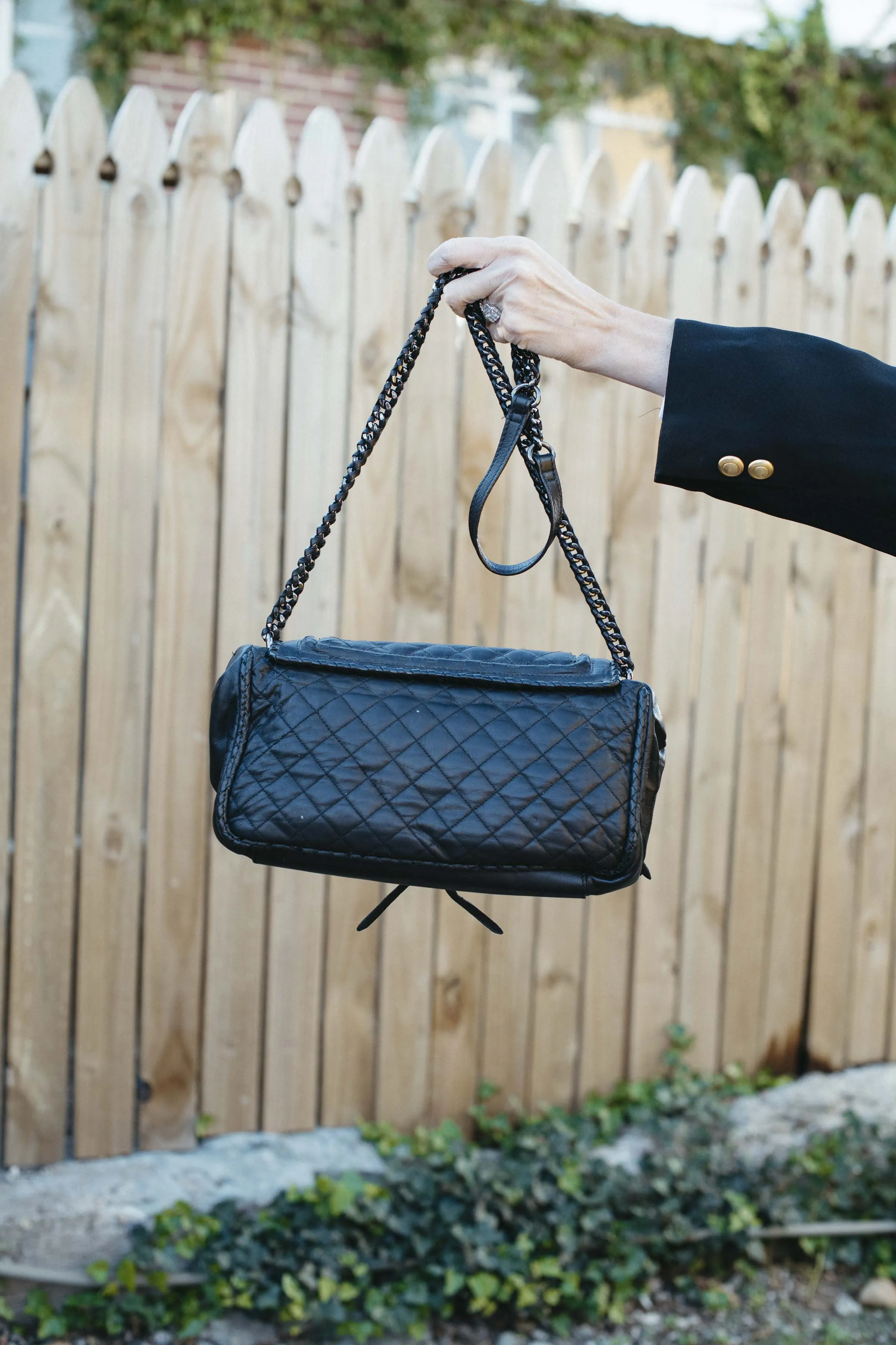 Vintage Quilted Black Bag