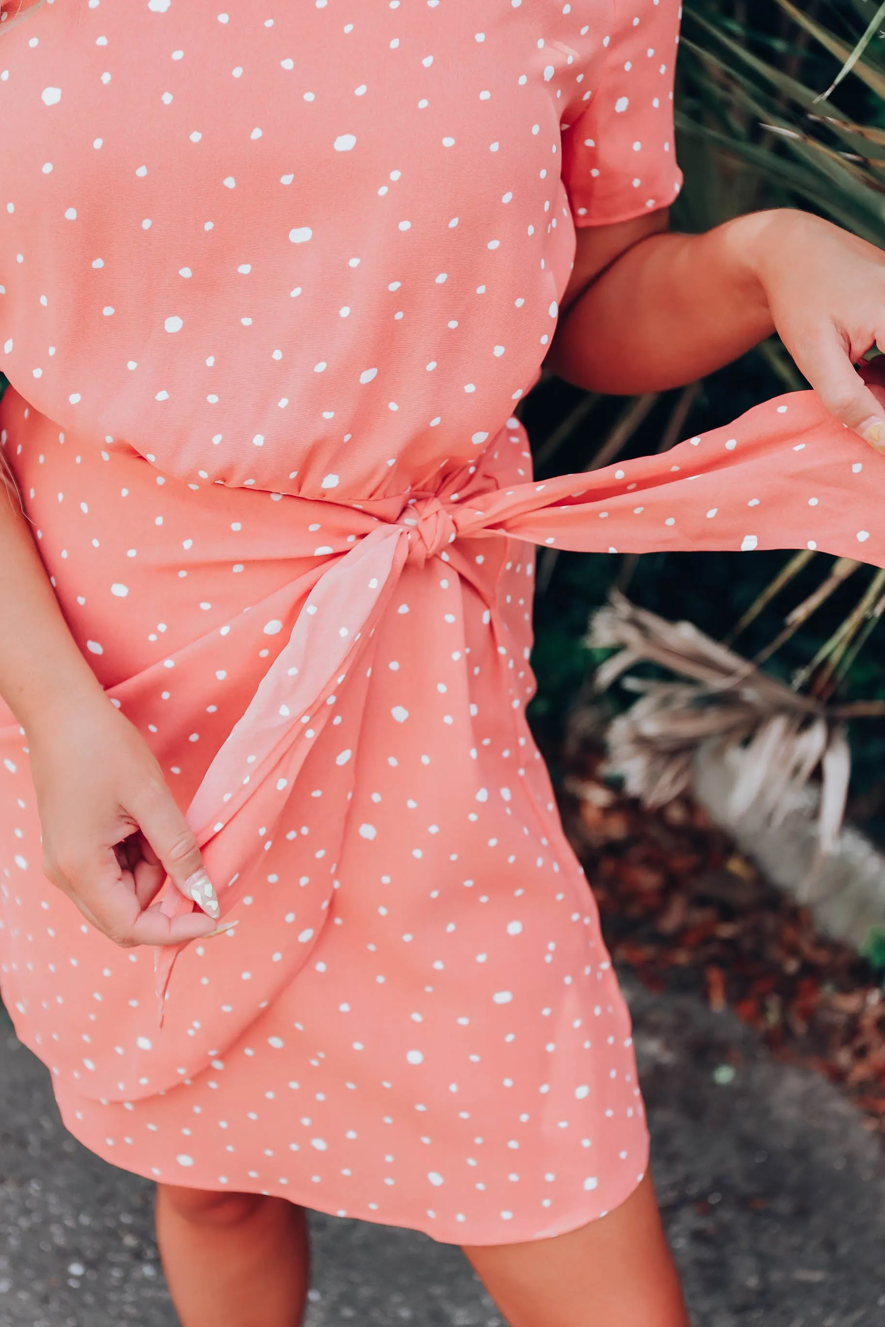 Vivid Coral Side Tie Dress
