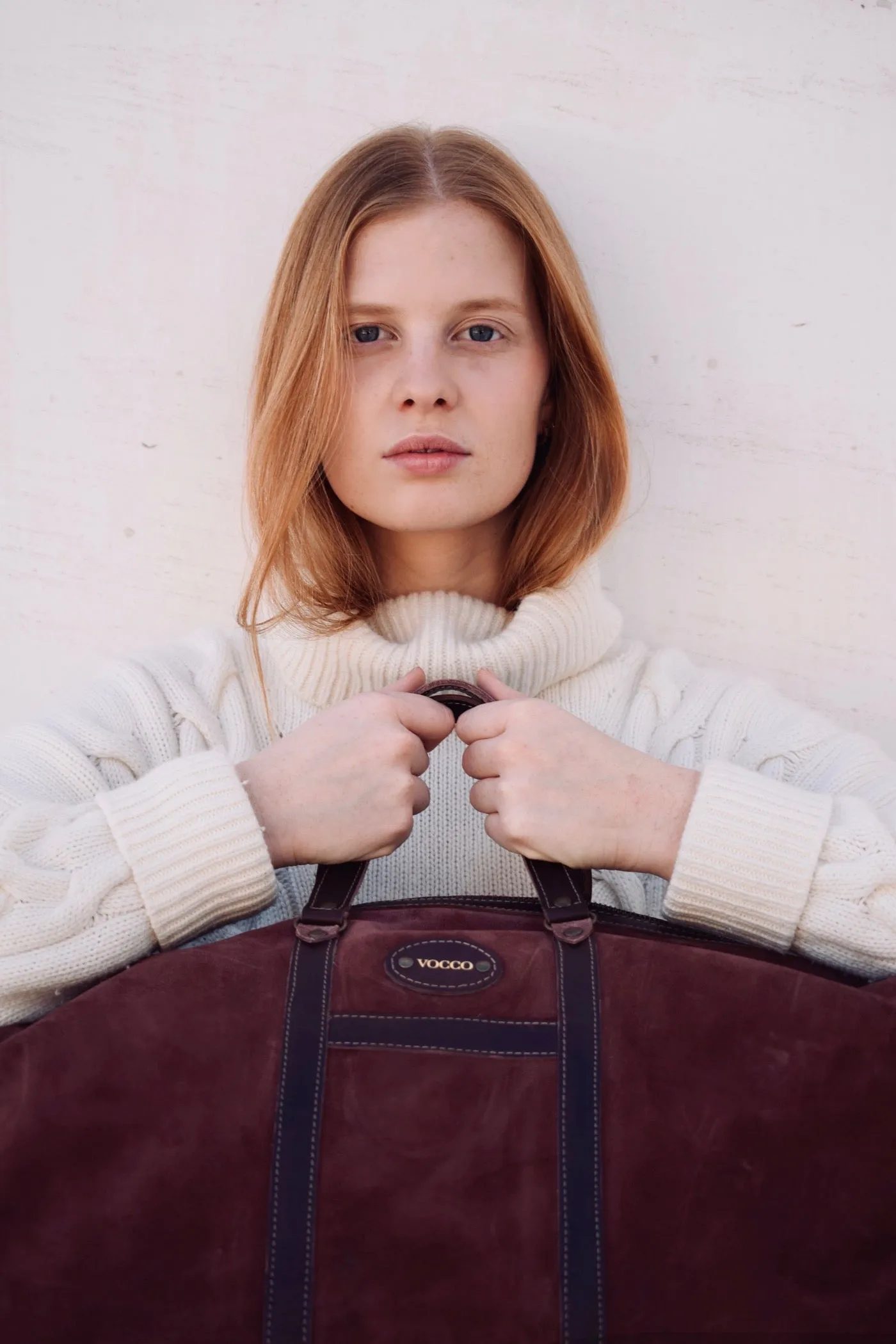 Vocco Terracotta Leather Weekender Bag