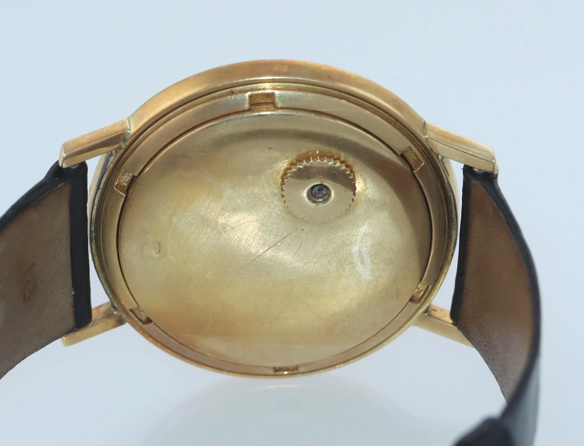 VTG Patek Philippe Calatrava 3569 18k Yellow Gold 35mm Silver Hobnail Watch