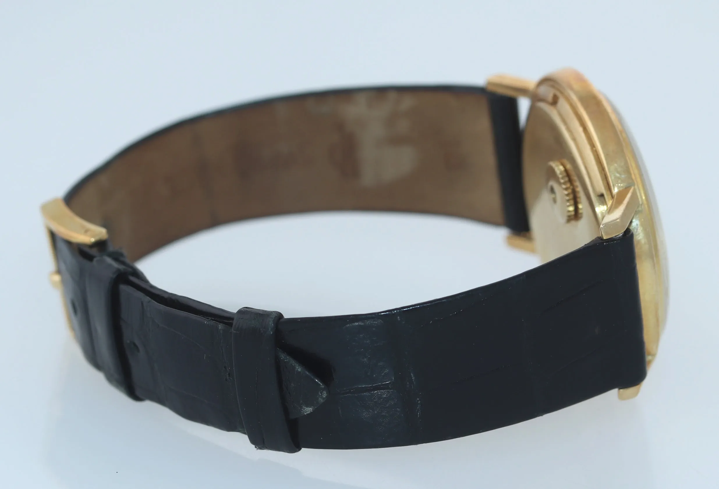 VTG Patek Philippe Calatrava 3569 18k Yellow Gold 35mm Silver Hobnail Watch