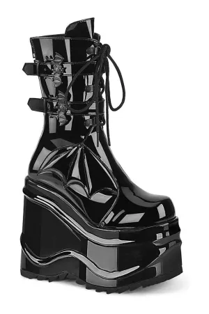 WAVE-150 Knee Boot | Black Patent