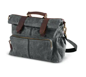 Waxed Canvas Messenger Bag - Grey
