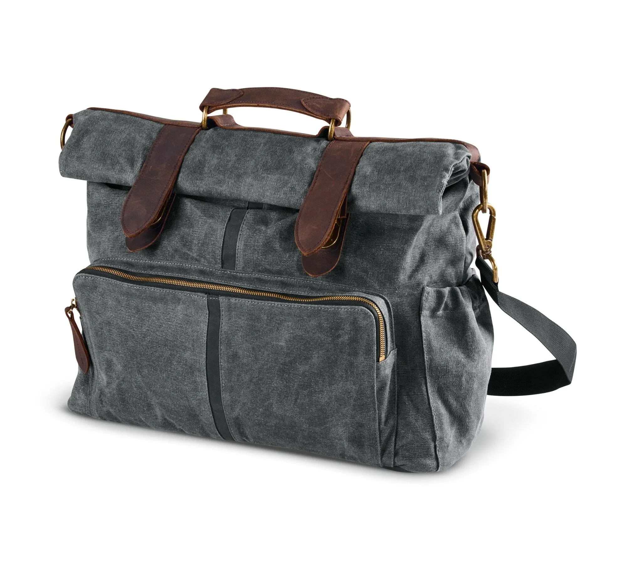 Waxed Canvas Messenger Bag - Grey