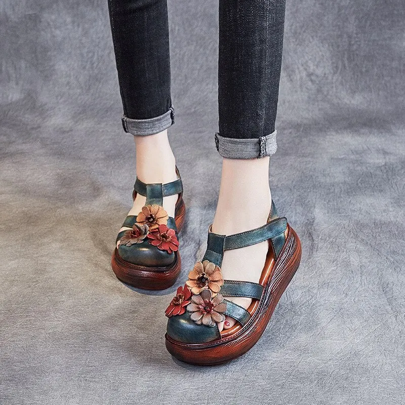 Wedges Genuine Leather Women's Sandals