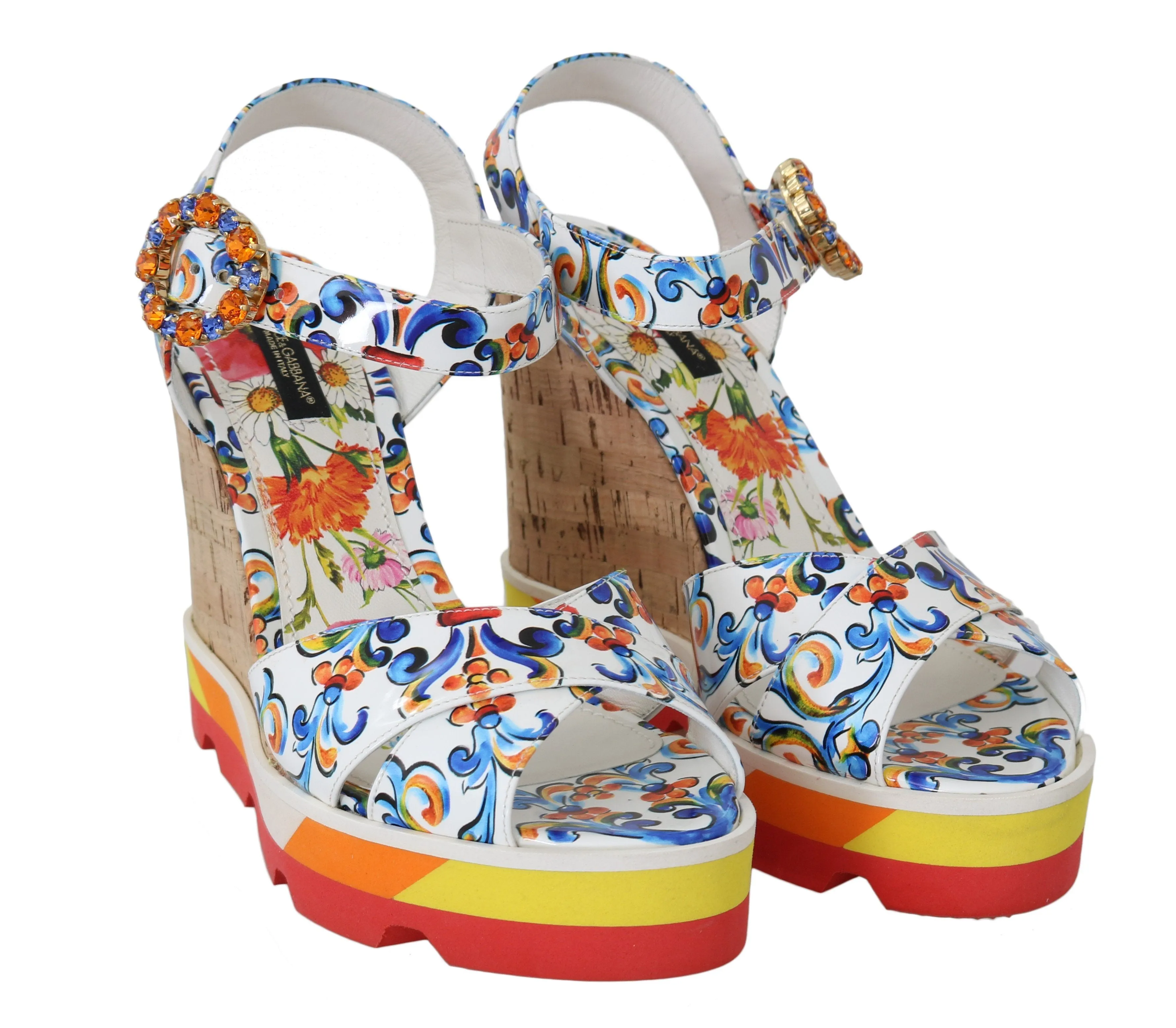 Wedges Majolica Leather Sandals
