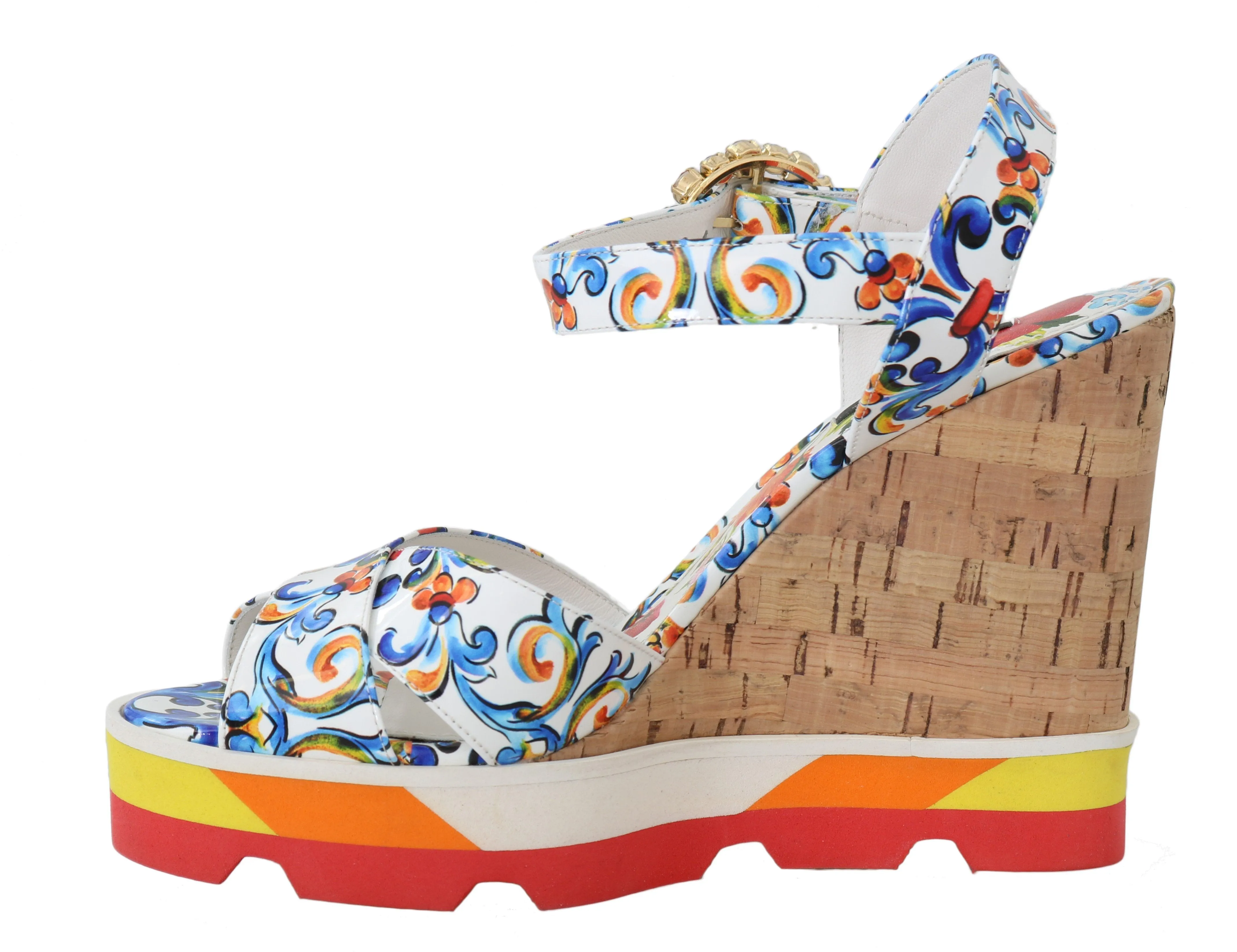 Wedges Majolica Leather Sandals