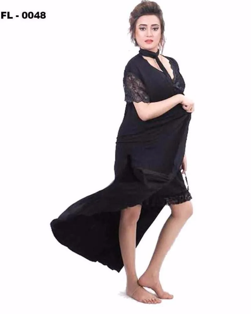 White Flourish 2Pc Women Nightwear - FL-0048