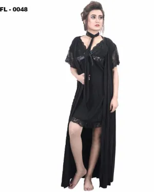 White Flourish 2Pc Women Nightwear - FL-0048