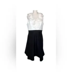White House Black Market NWT Dress Women’s Size 14 White/Black Satin