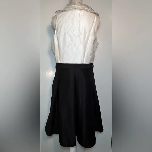 White House Black Market NWT Dress Women’s Size 14 White/Black Satin