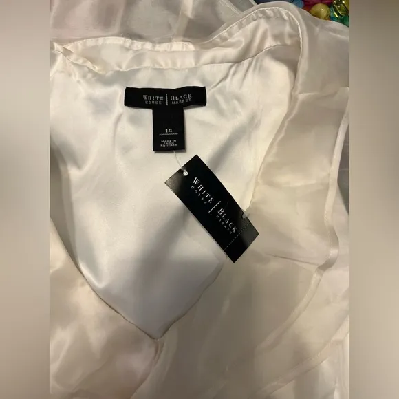 White House Black Market NWT Dress Women’s Size 14 White/Black Satin