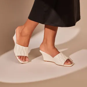White Quilted Wedges