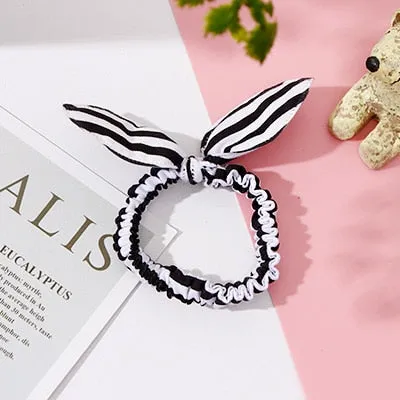 Wholesale New 25 Styles Women Girls Cute Rabbit Ears Elastic Hair Bands Ponytail Holder Hair Ropes Rubber Bands Hair Accessories