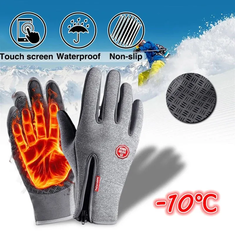 Winter Touch Screen Waterproof Gloves - Unisex Motorcycle Cycling Gloves for Outdoor Sports, Plus Velvet Warm Running Ski Glove