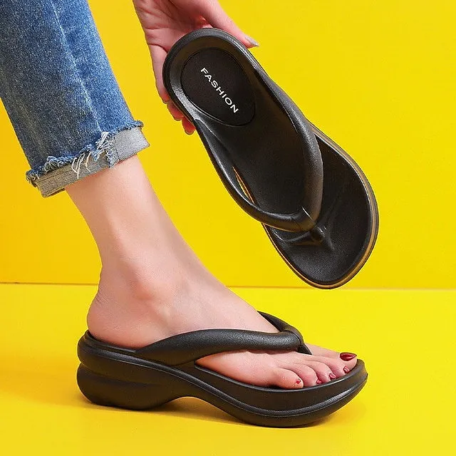 Women Wedges Non Slip Soft Sandals Flip Flops