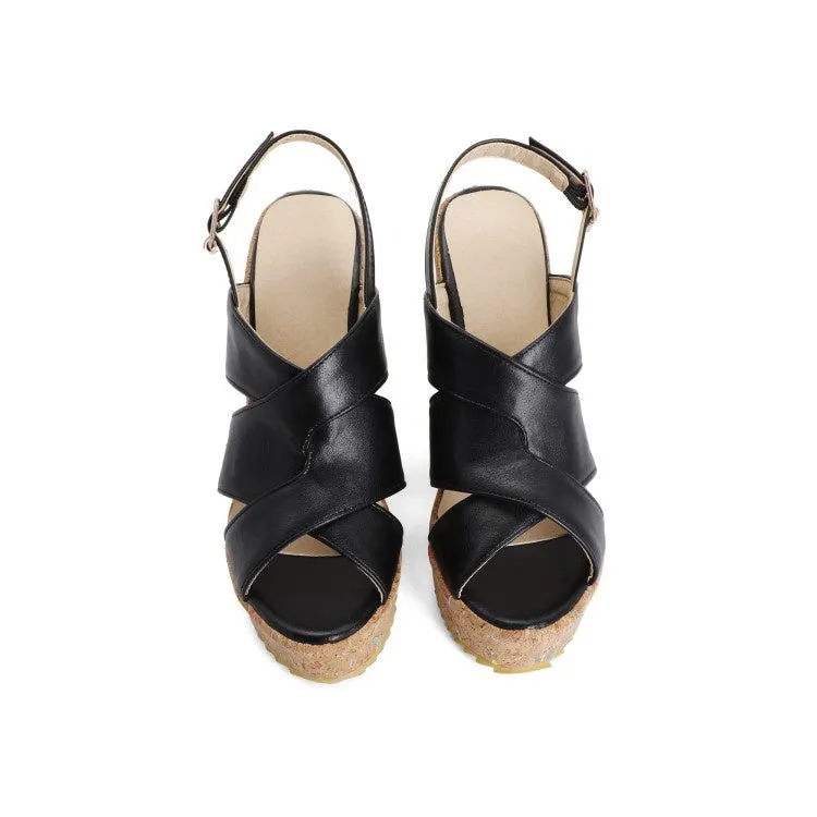 Women's Buckle Platform Wedges Sandals